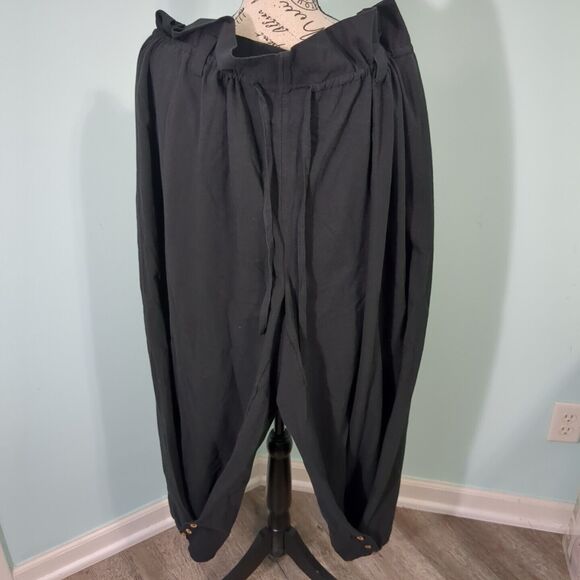 Free People Womens Black Paperbag Harem Wide Leg Drawstring Pants small - Picture 1 of 4